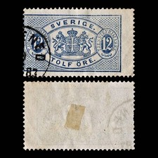 4047 Sweden SG O34a 12 ore Blue 1881. Sc# O18 Mi D6Ba Fine Used. C£25