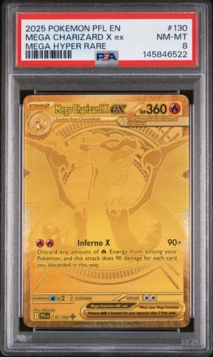 2025 POKEMON PHANTASMAL FLAMES MEGA HYPER RARE  #130 MEGA CHARIZARD X EX PSA 8