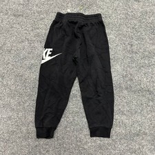 Nike Joggers Boys Size M 5-6YRS Black Graphic Logo Fleece Sweatpants Activewear