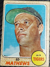 Topps 1968 Ed Mathews #58 Detroit Tigers Major League Baseball MLB Base Set Card