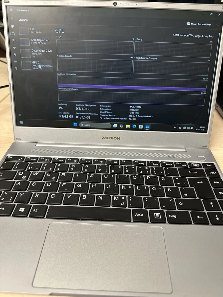 Laptop MEDION AKOYA E14301 14" Full HD IPS, AMD Ryzen 3-3200U, 8GB DDR4, 256 SSD - Bild 2 von 4