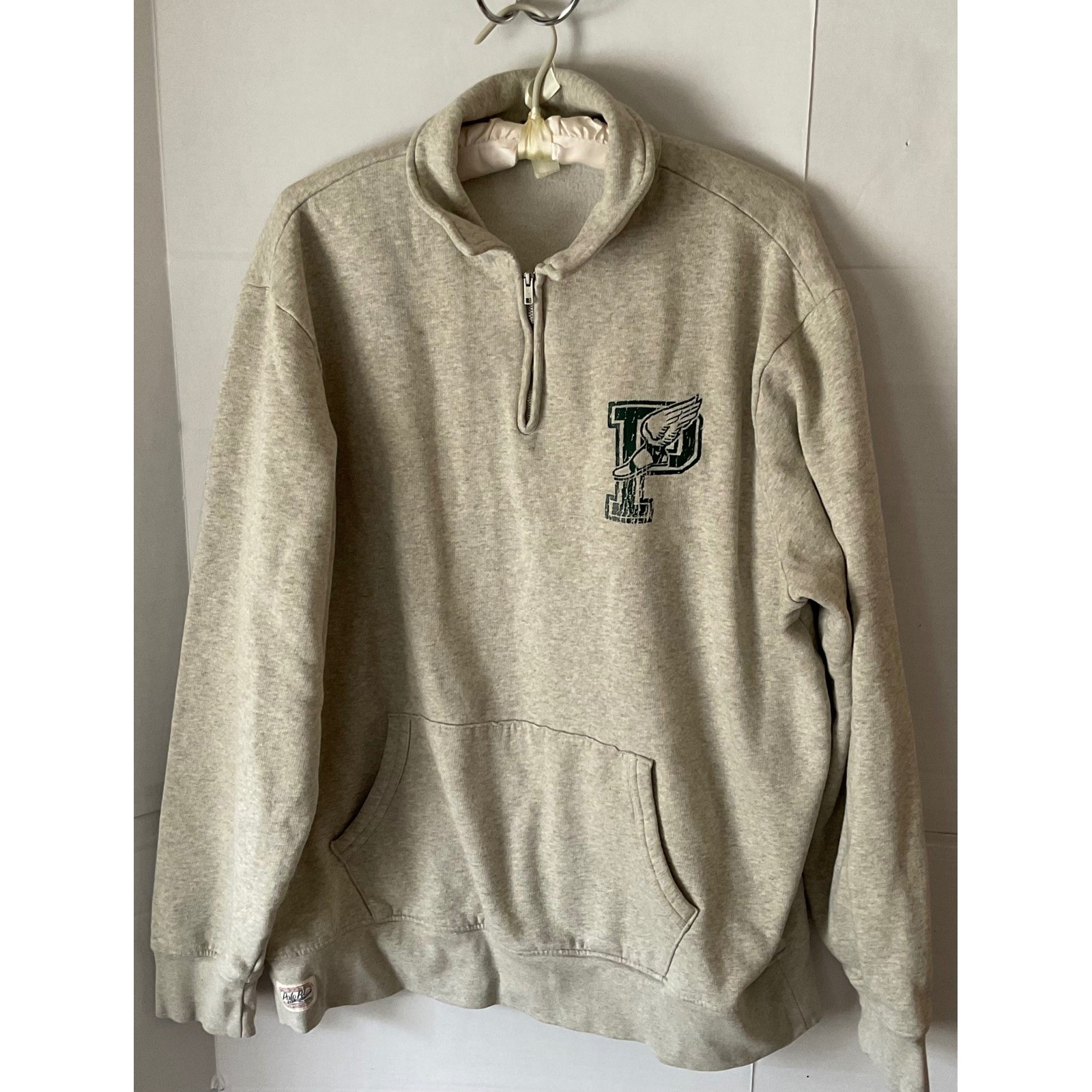 Polo Ralph Lauren Mens XL Grey 1/4 Zip Pullover Winged Foot P varsity Sweatshirt