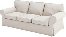 Sofa Covers Custom Made Compatible for IKEA Ektorp 3 Seat Polyester Flax Beige