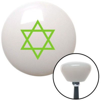 Green Star of David White Retro Shift Knob w/ M16x1.5 Insert Shifter Auto Brody