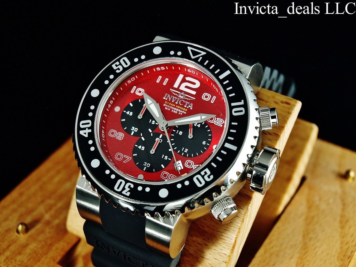 NEW Invicta Men's 52mm Pro Diver OCEAN VOYAGE Chronograph RED DIAL