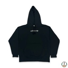 Adidas Originals Hoodie Mens Small Black Center Logo Trefoil Hooded Sweatshirt