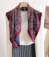 70 Cashmere 30 Silk Neckerchief Shawl Red cashew Print Bandana Scarf 26'' new