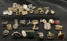 Vintage Cufflink Singles Lot Mid Century Mixed Styles Unmatched Vintage