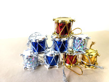 Vintage Set of 9 Drum Ornaments for Small Tree 1 Inch