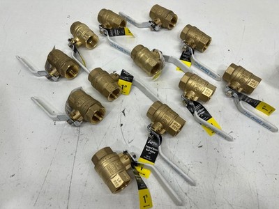 LOT OF 12 Apollo 1 in. Forged Brass FNPT x FNPT Full-Port Ball Valve