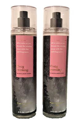 COZY EVENING fragrance mist  body spray BATH & BODY WORKS LARGE 8 OZ  LOT SET X2