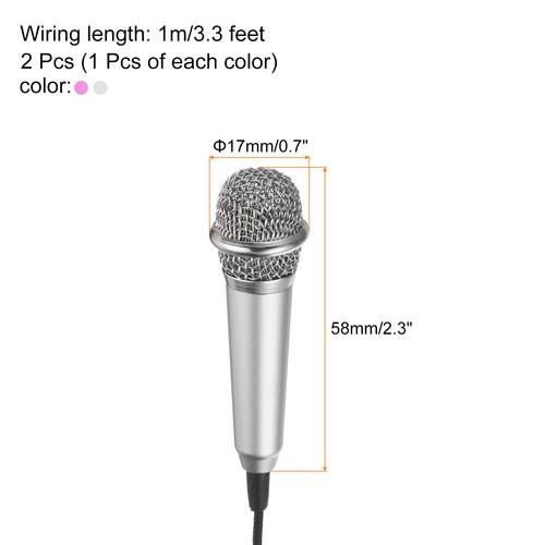 2Pcs Mini Microphone Tiny Microphone for Phone Rose Red, Silver - Picture 2 of 6