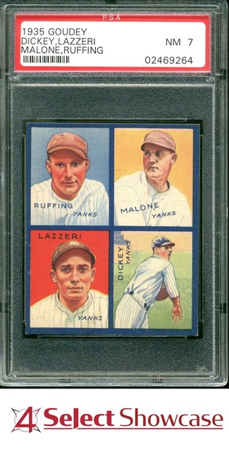 1935 GOUDEY 4-IN-1 RED RUFFING-PAT MALONE-TONY LAZZERI-BILL DICKEY POP 5 PSA 7