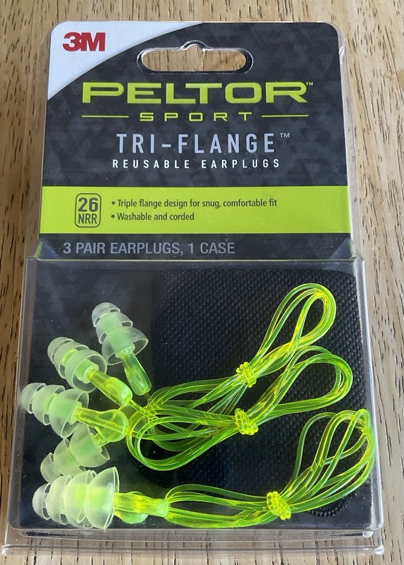 Sport Tri-Flange Corded Reusable Earplugs, 3 Pair, Noise Reduction Rating NRR...
