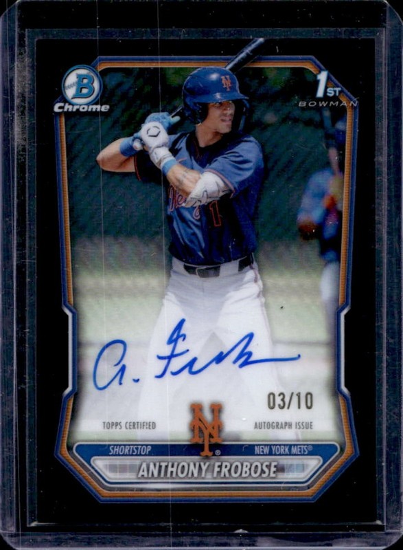 2026 Bowman Anthony Frobose Chrome Auto Black Refractor 1st Prospect #/10 Mets