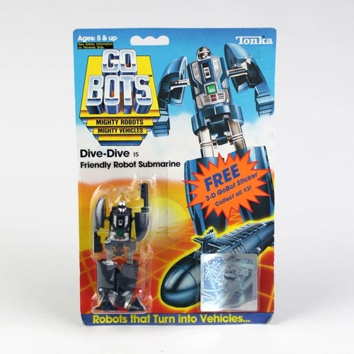GoBots Dive-Dive Mint on Sealed Card, Vintage 1984 Bandai Tonka MOC Clear Bubble