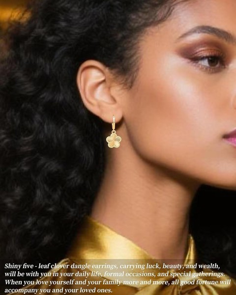 Alternate view of Clover Earrings For Women 14k Gold Plated Four Leaf Hypoallergenic
