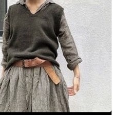 Vestido largo Ichi Antiquities para mujer cuadros guinga lino talla única Rudy Jude Ace