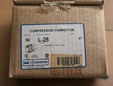 Box of 50 1"- In. EMT Compression Connector Conduit Connector. Zinc Metal.