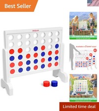 Vintage Giant 4 in a Row Game - Portable 2 Foot Wooden Set for All Ages