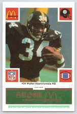 1986 McDonald's Steelers Walter Abercrombie - Full Game Pieces - Green Tab