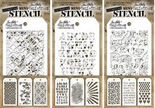 Tim Holtz Mini Layering Stencils 9pc Sets Latticework Blossom Gothi - Size Small