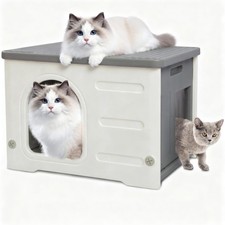 Cat Houses for Indoor Cats with Escape Door Plastic Outdoor Cat House Puppy F...