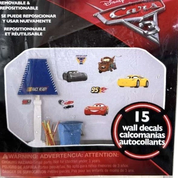 Calcomanías de pared Disney Pixar CARS 3 PELÍCULAS aligeramiento McQueen Mater decoración de sala de carreras Foto 2 de 4