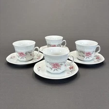 Mitterteich Bavaria Cup and Saucer Set of 4 Pink Flowers Springtime MIT71