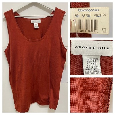 NWT August Silk Tank Top Womens Plus Size 2X Burnt Orange Red Knit Silk Blouse