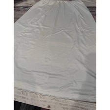 Vintage Shadow Size Large White Nylon Half Slip Skirt Side Split Lace Bottom