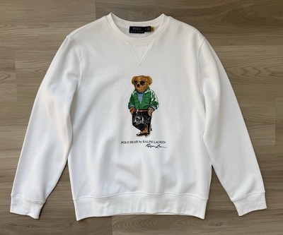 Polo Ralph Lauren Men Polo Bear Graphic Fleece Sweatshirt White Size M