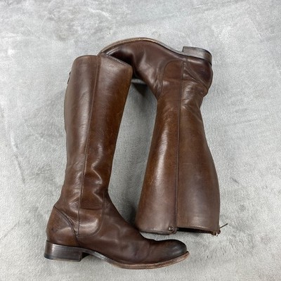 Frye Melissa Riding Boots Womens 8B Brown Leather Stud Back Zip Western Outdoor