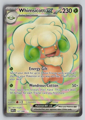 WHIMSICOTT EX 157/086 HOLO DOUBLE RARE WHITE FLARE POKEMON NM