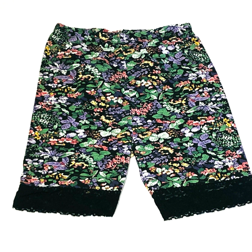 Girls 90's Floral Elastic Waist Spandex Shorts With Lace Trim Size - Medium - Picture 3 of 4