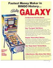 Galaxy Bally Bingo flipper volantino / brochure / pubblicità - come nuovo - difficile da trovare