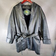 Vintage Leather Jacket Adult Large Black Inner Lining Vest Kangaroo Tag Coat