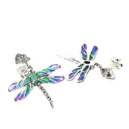 Pendientes De Plata Esterlina 925 Con Rubí Y Marcasita Joyería De Escorpión - Imagen 3 de 14