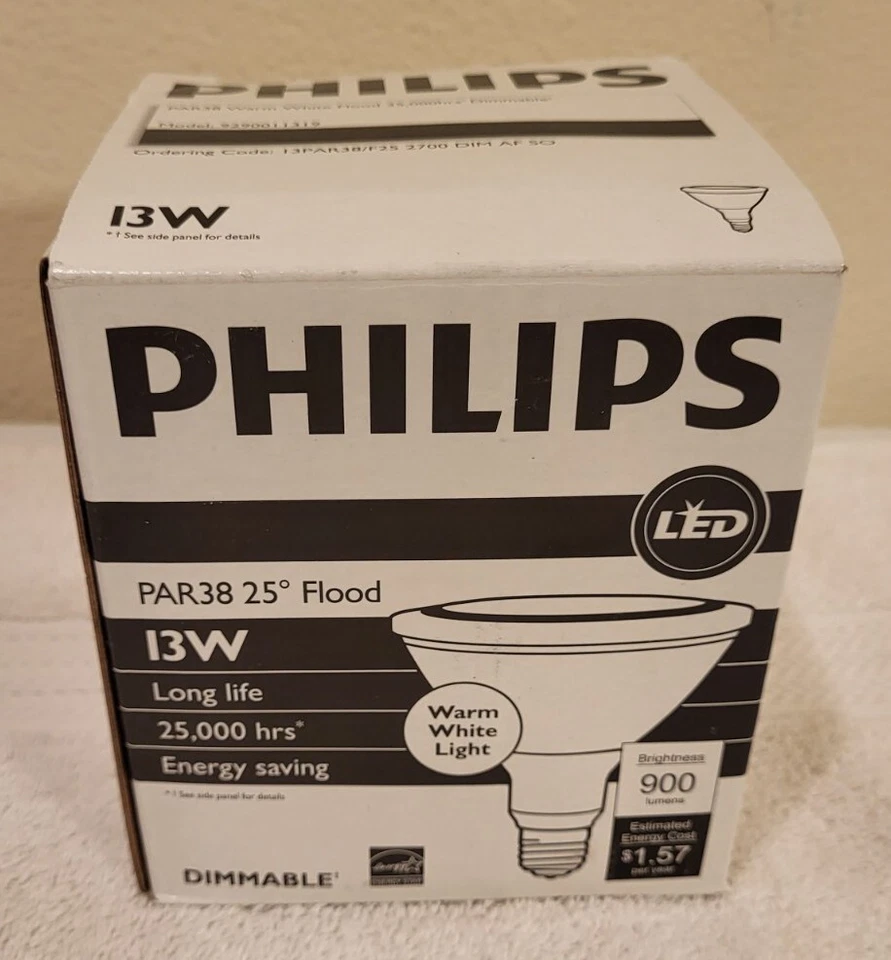 Philips • PAR38 25° • Dimmable • 13W • Warm White • LED Floodlight Bulb(s) • NIB - Image 2 of 4