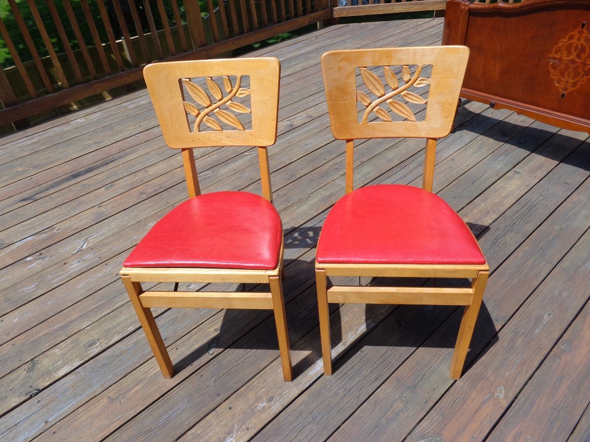 Wooden Folding Vintage Stakmore Folding Table And Chairs