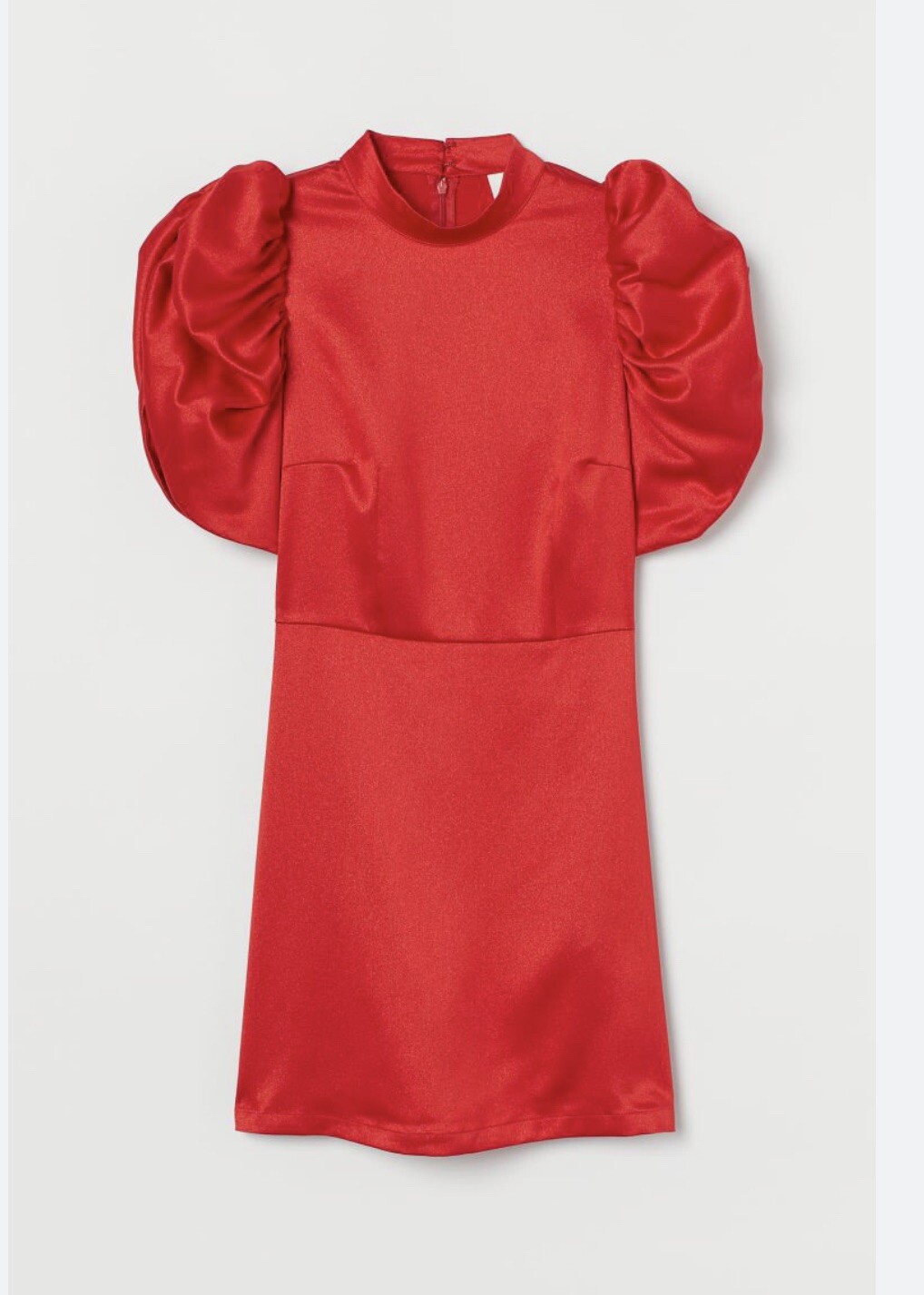 HM Red Puff Sleeve Red Dress Gold Sparkles Size Medium Gem