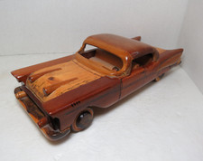 Sleek Vintage 1957 '57 Chevrolet Chevy Wood Wooden Model Car Automobile 12"