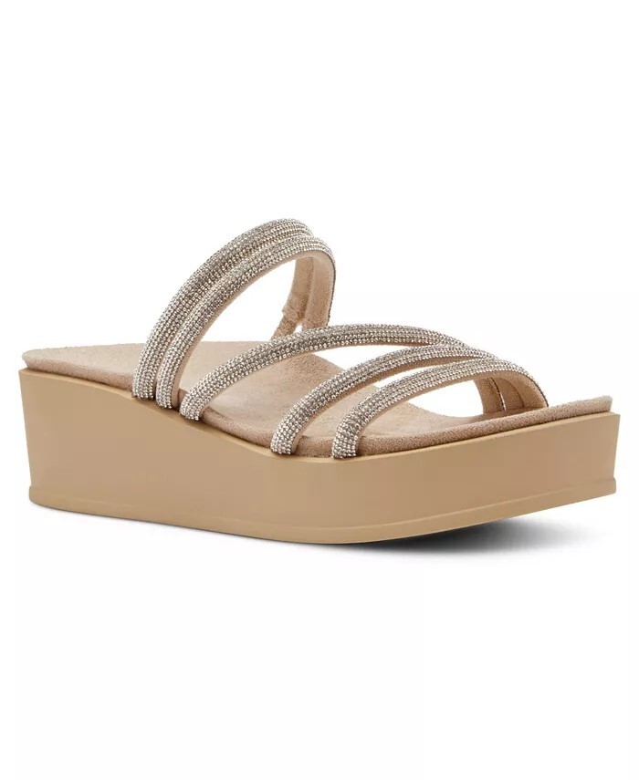 APL Scarpe donna Anne Klein Vaga taglia 10 M beige sandali con zeppa nuda