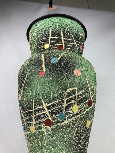 🟨 Vintage Hand Decoreted Vase 50s 60s Portaombrelli Vaso Alluminio Note Musica - Foto 12 di 22