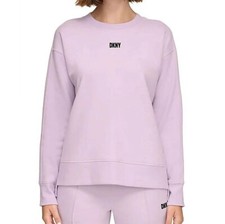 NWT DKNY Women's Soft Long Sleeve Crewneck Comfy Fleece Sweatshirt XXL Lavender