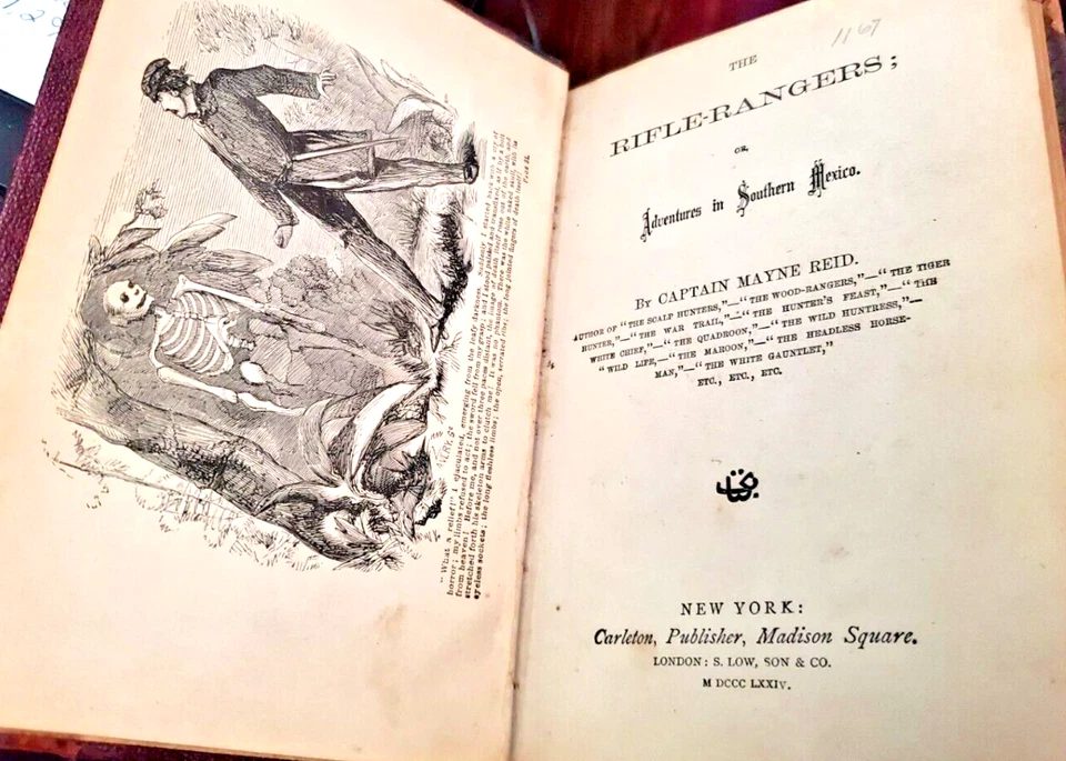 THE RIFLE-RANGERS, Captain Mayne Reid, 1874, Illustrated, Leather, Book - Image 4 of 4
