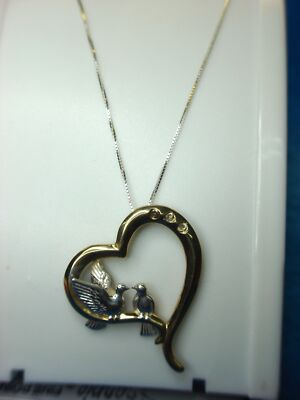 GORHAM STERLING LOVEBIRD HERZ ANHÄNGER - SCHÖN!