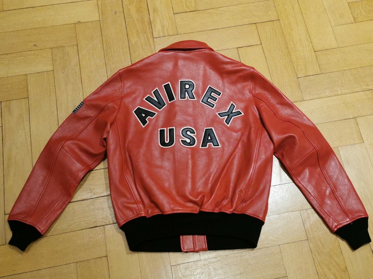 ス*ー様 AVIREX USA レザージャケット ボンバー Original Avirex Lederjacke Leder Club Bomber USA rot | eBay