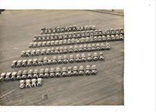2 VINTAGE 1944 WWII TRUCK FLEET PHOTOS SOLDIERS POSING W/MILITARY TRUCKS  CARS