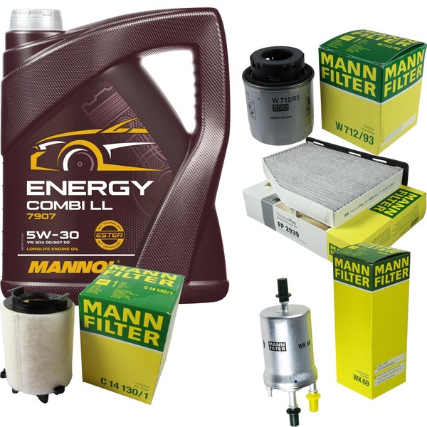 Mann Inspektionspaket 5L Mannol Energy Combi Ll 5W-30 FüR Vw Golf V 1.4 Tsi 1.2-image